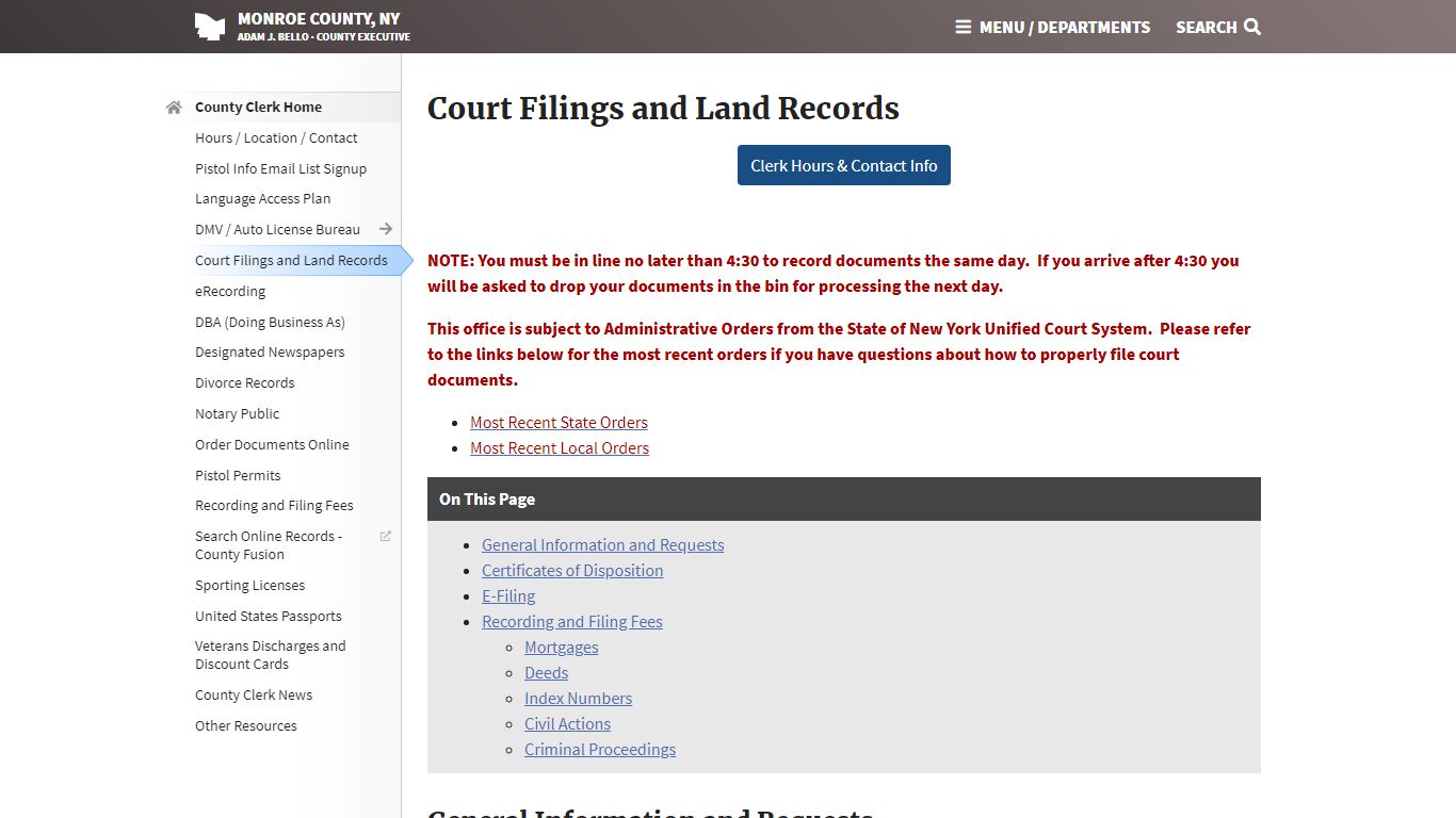 Court Filings and Land Records - Monroe County, NY